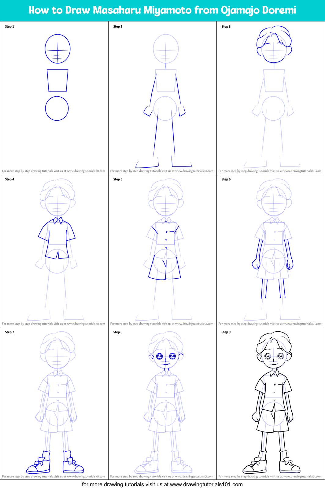 How to Draw Masaharu Miyamoto from Ojamajo Doremi printable step by ...