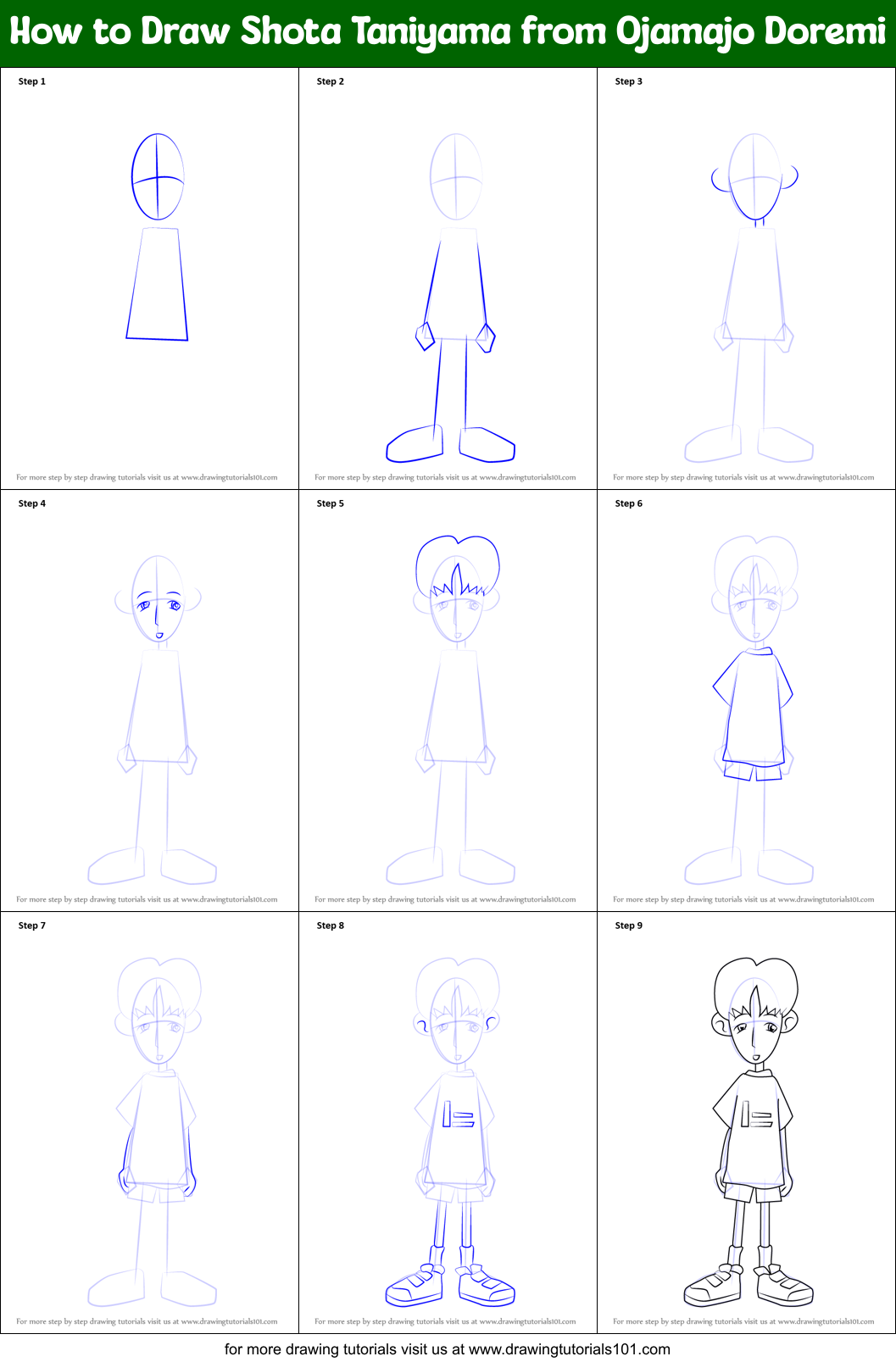 How to Draw Shota Taniyama from Ojamajo Doremi printable step by step ...