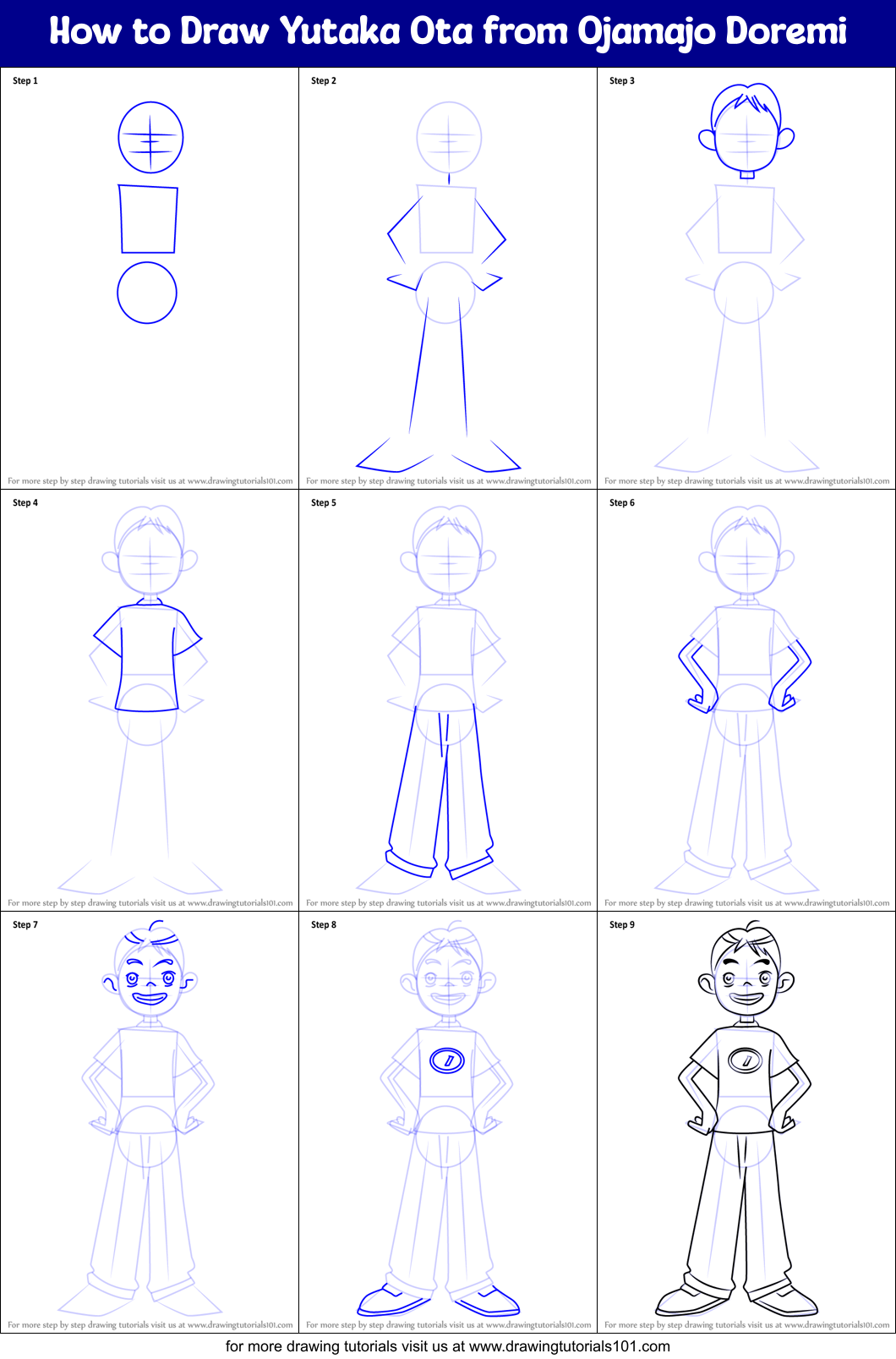 How to Draw Yutaka Ota from Ojamajo Doremi printable step by step ...