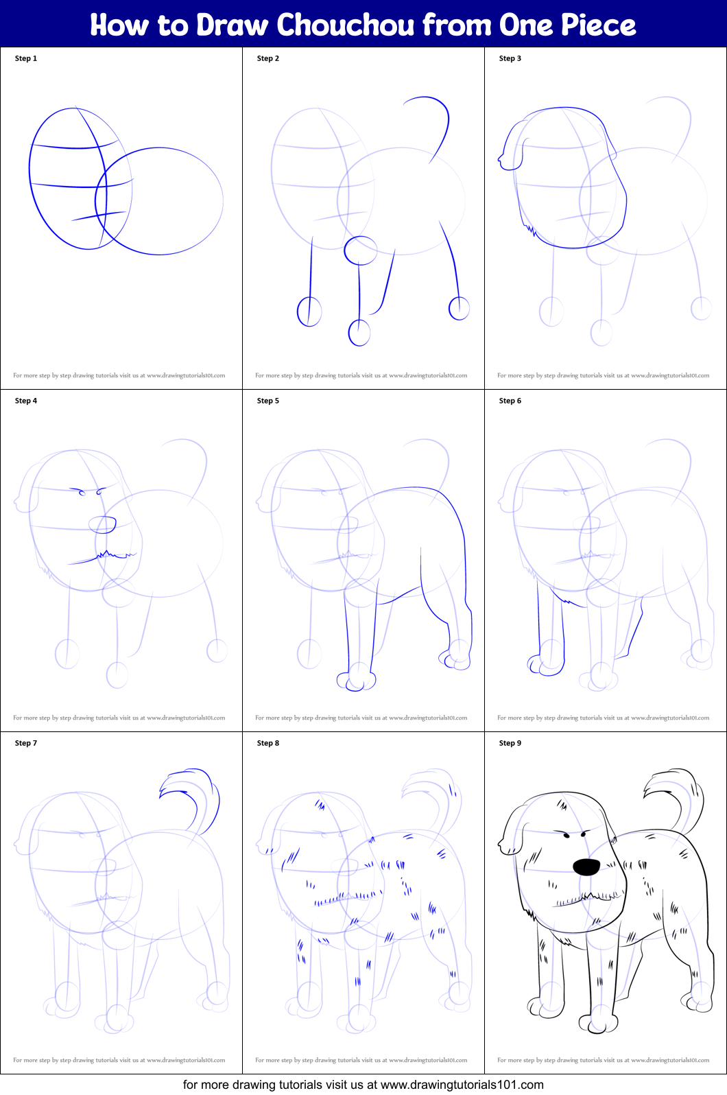 How to Draw Chouchou from One Piece printable step by step drawing ...