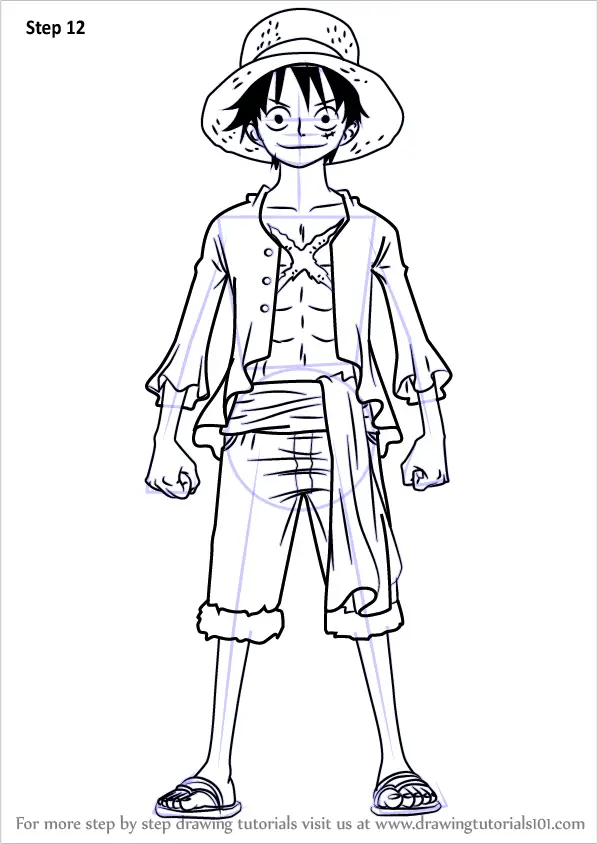 Learn How to Draw Monkey D. Luffy Full Body from One Piece (One Piece