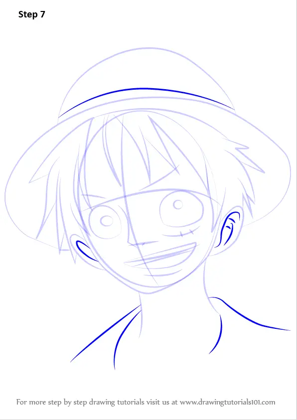 Step By Step How To Draw Monkey D Luffy From One Piece Drawingtutorials101 Com