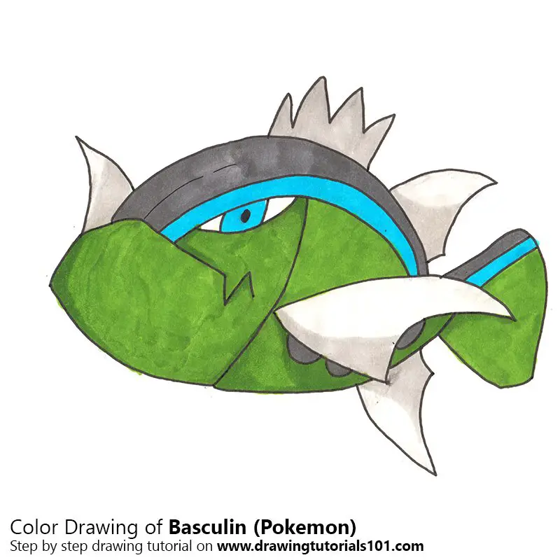 Basculin from Pokemon Color Pencil Drawing