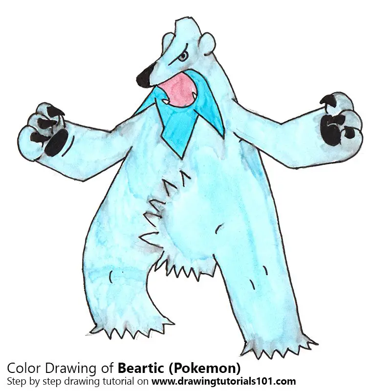 Beartic from Pokemon Color Pencil Drawing