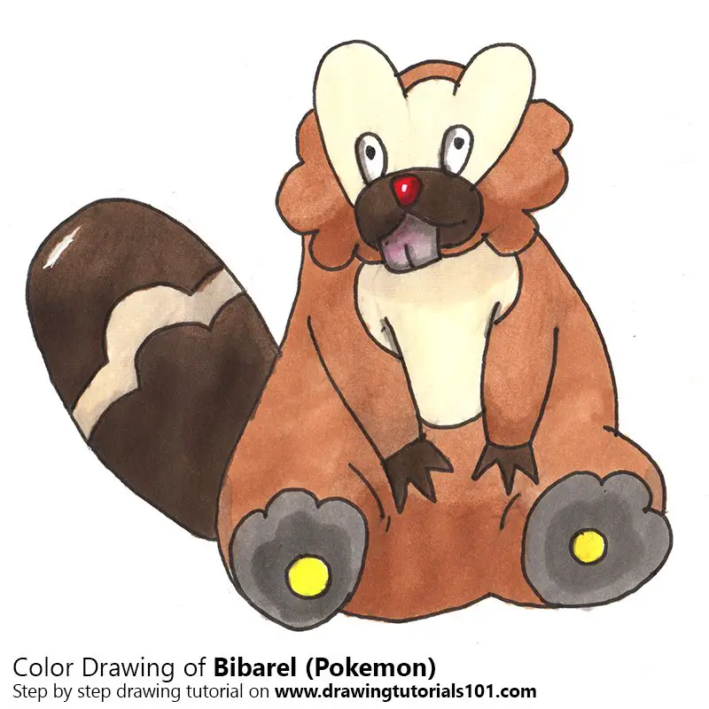 Bibarel from Pokemon Color Pencil Drawing