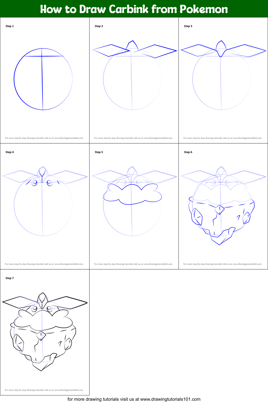 How to Draw Carbink from Pokemon printable step by step drawing sheet ...