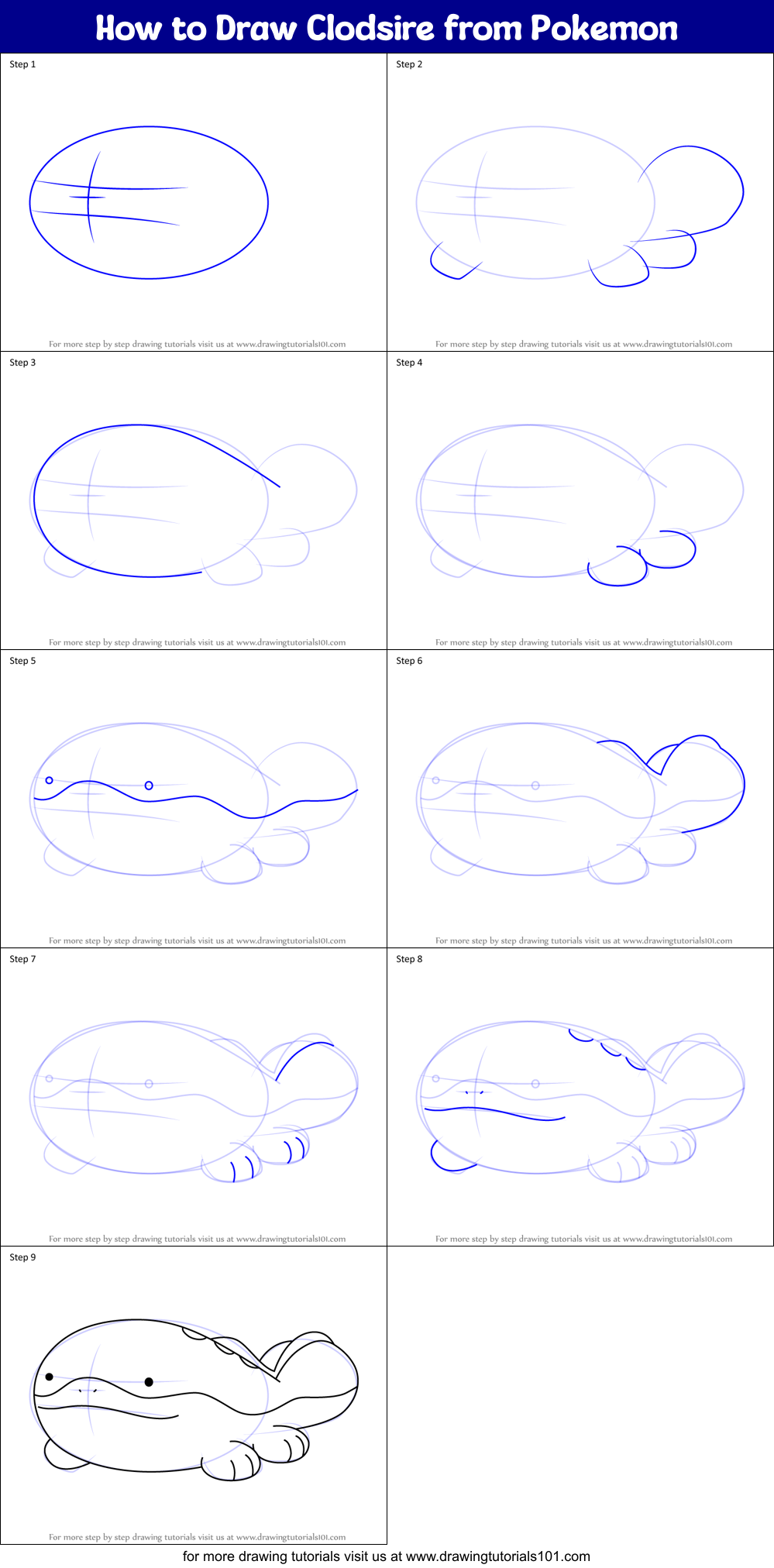 How to Draw Clodsire from Pokemon printable step by step drawing sheet ...