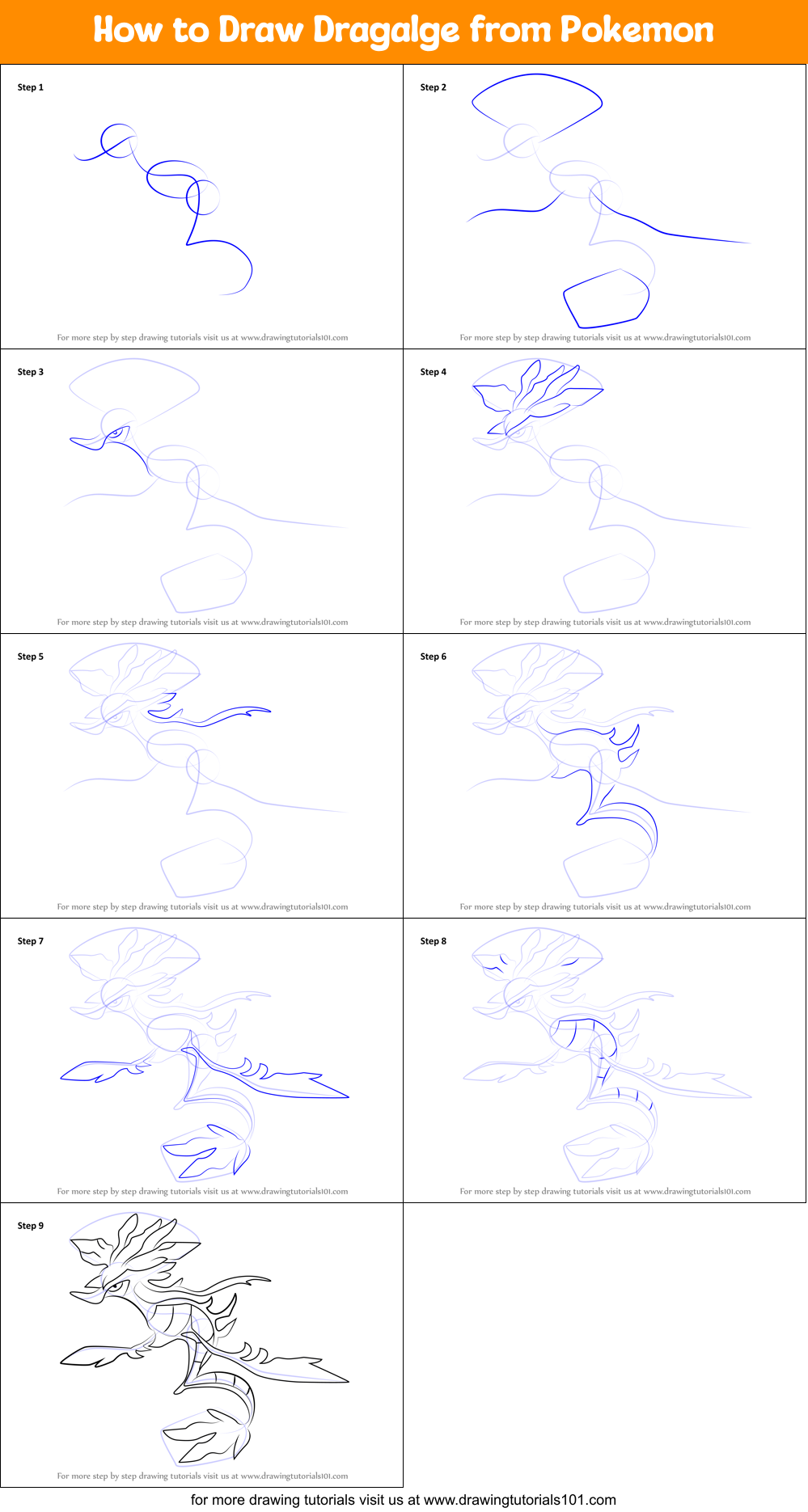 How to Draw Dragalge from Pokemon printable step by step drawing sheet ...