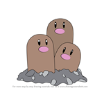 How to Draw Dugtrio from Pokemon