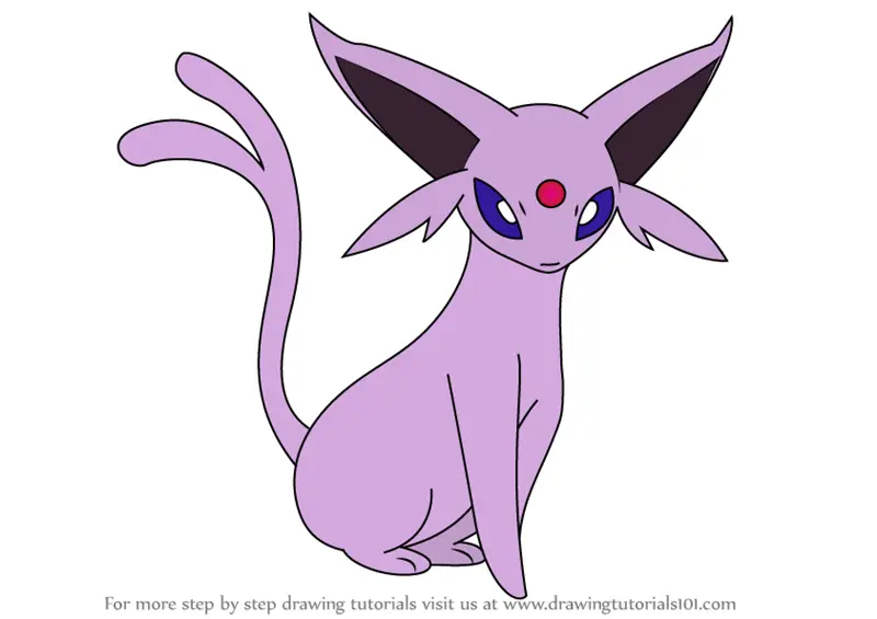 Step by Step How to Draw Espeon from Pokemon