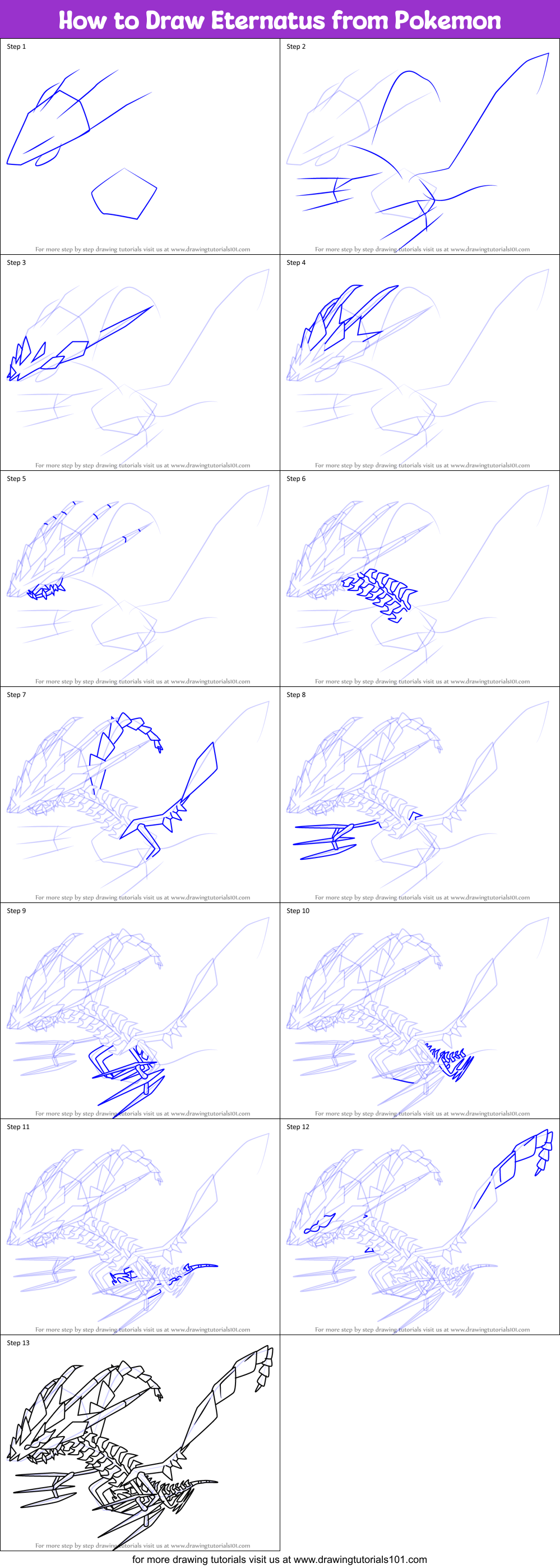 How to Draw Eternatus from Pokemon printable step by step drawing sheet