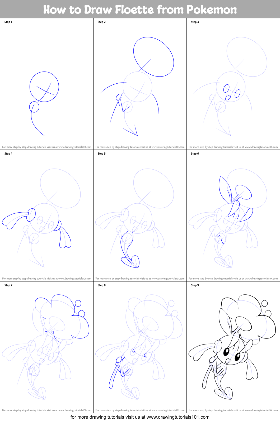 How to Draw Floette from Pokemon printable step by step drawing sheet ...