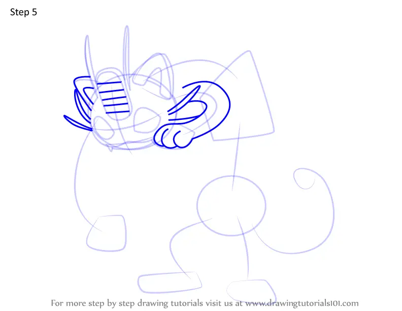 Step by Step How to Draw Gigantamax Meowth from Pokemon