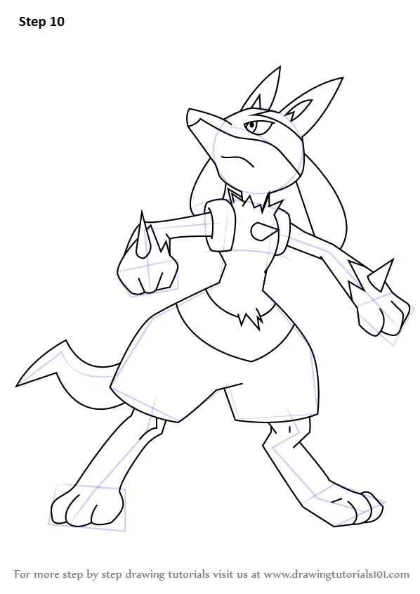 Step by Step How to Draw Lucario from Pokemon