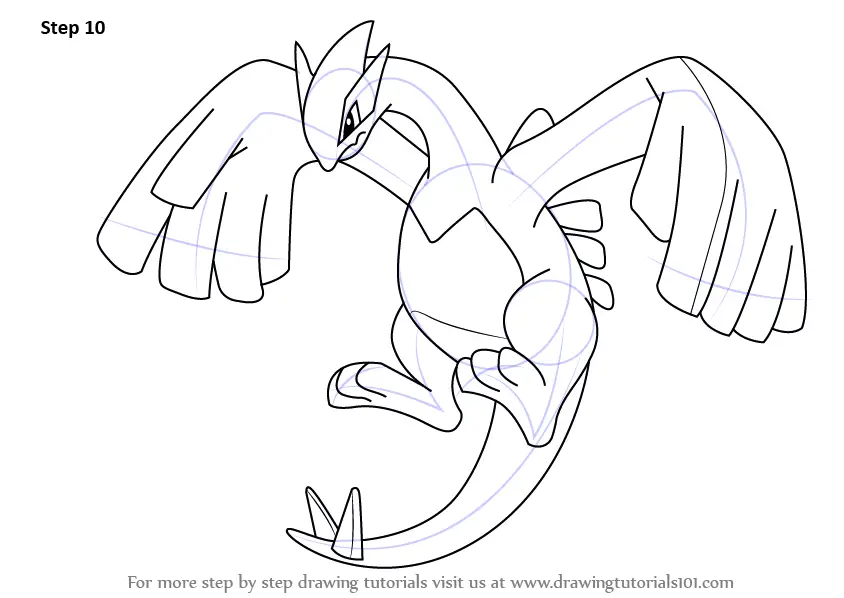 How To Draw Lugia From Pokemon Printable Step By Step Drawing Sheet