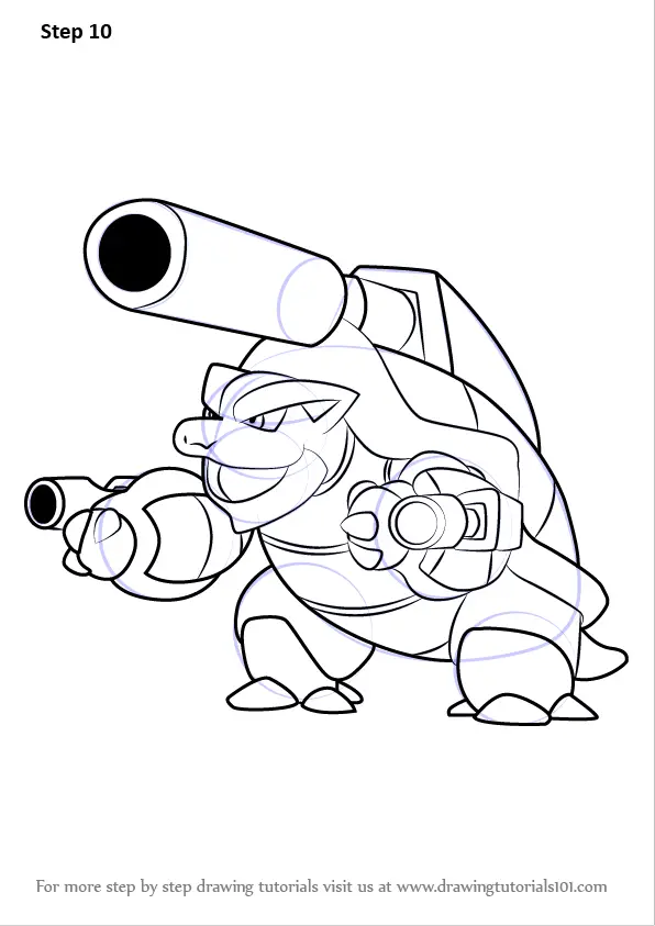 Learn How to Draw Mega Blastoise from Pokemon (Pokemon) Step by Step