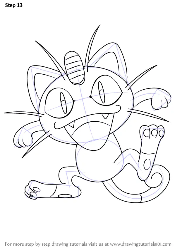Learn How to Draw Meowth from Pokemon (Pokemon) Step by Step Drawing