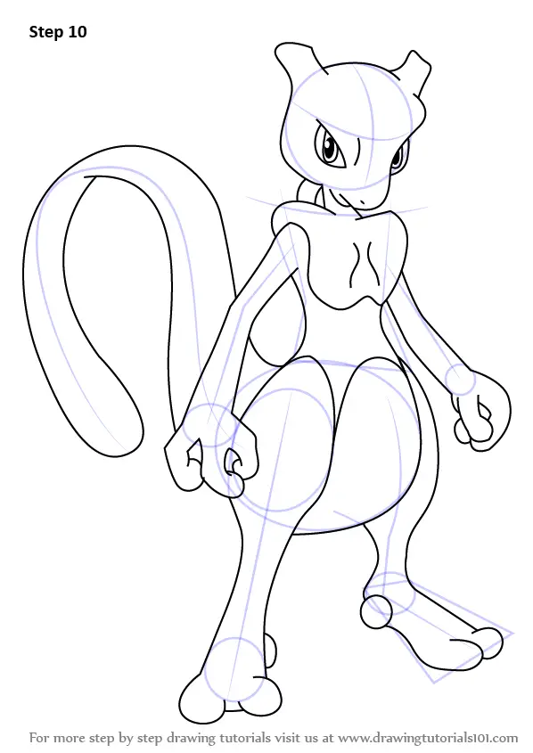 Learn How to Draw Mewtwo from Pokemon (Pokemon) Step by Step Drawing