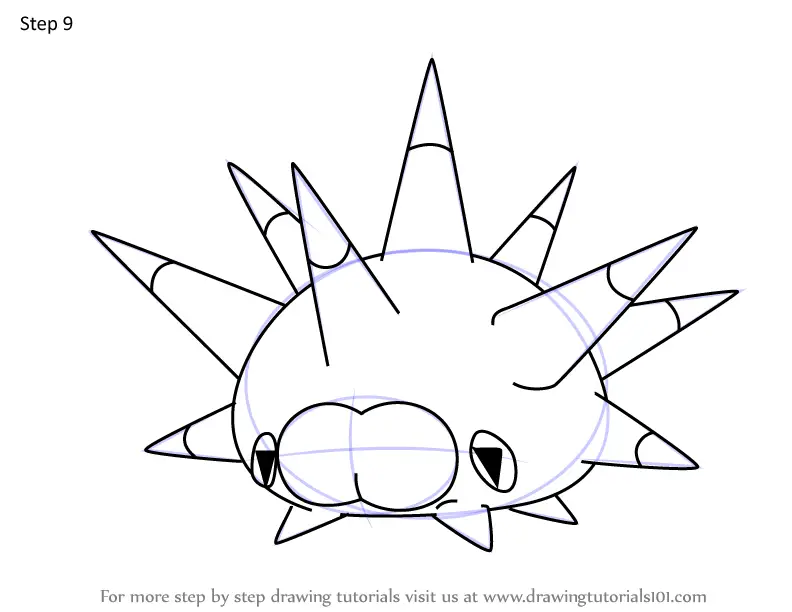 Step by Step How to Draw Pincurchin from Pokemon : DrawingTutorials101.com