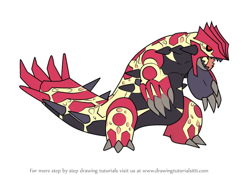 Step by Step How to Draw Primal Groudon from Pokemon : Drawi