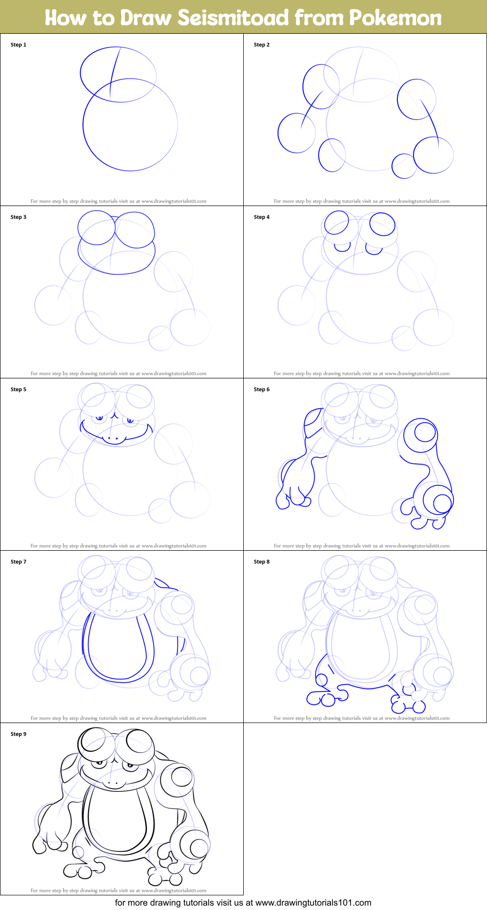 How to Draw Seismitoad from Pokemon printable step by step drawing ...