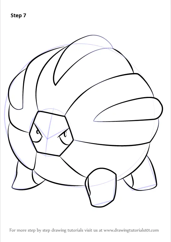 Step by Step How to Draw Shelgon from Pokemon : DrawingTutorials101.com