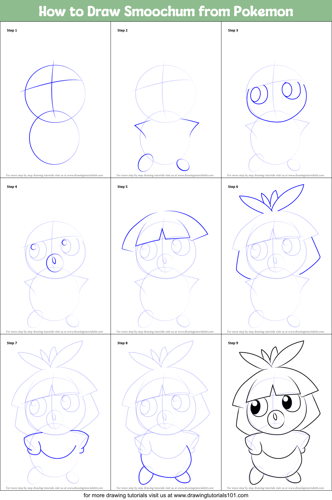 How to Draw Smoochum from Pokemon printable step by step drawing sheet ...