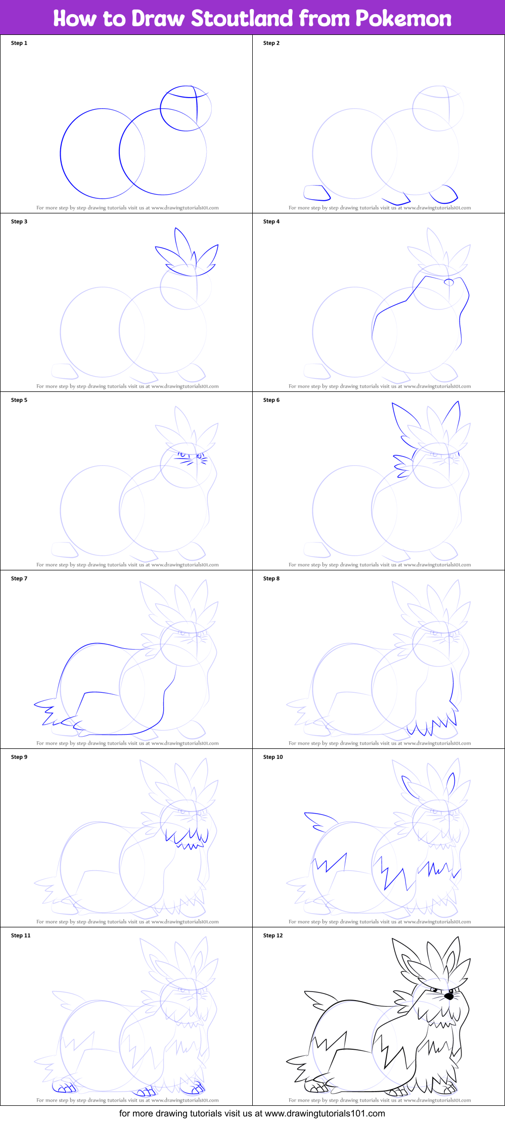 How to Draw Stoutland from Pokemon printable step by step drawing sheet ...