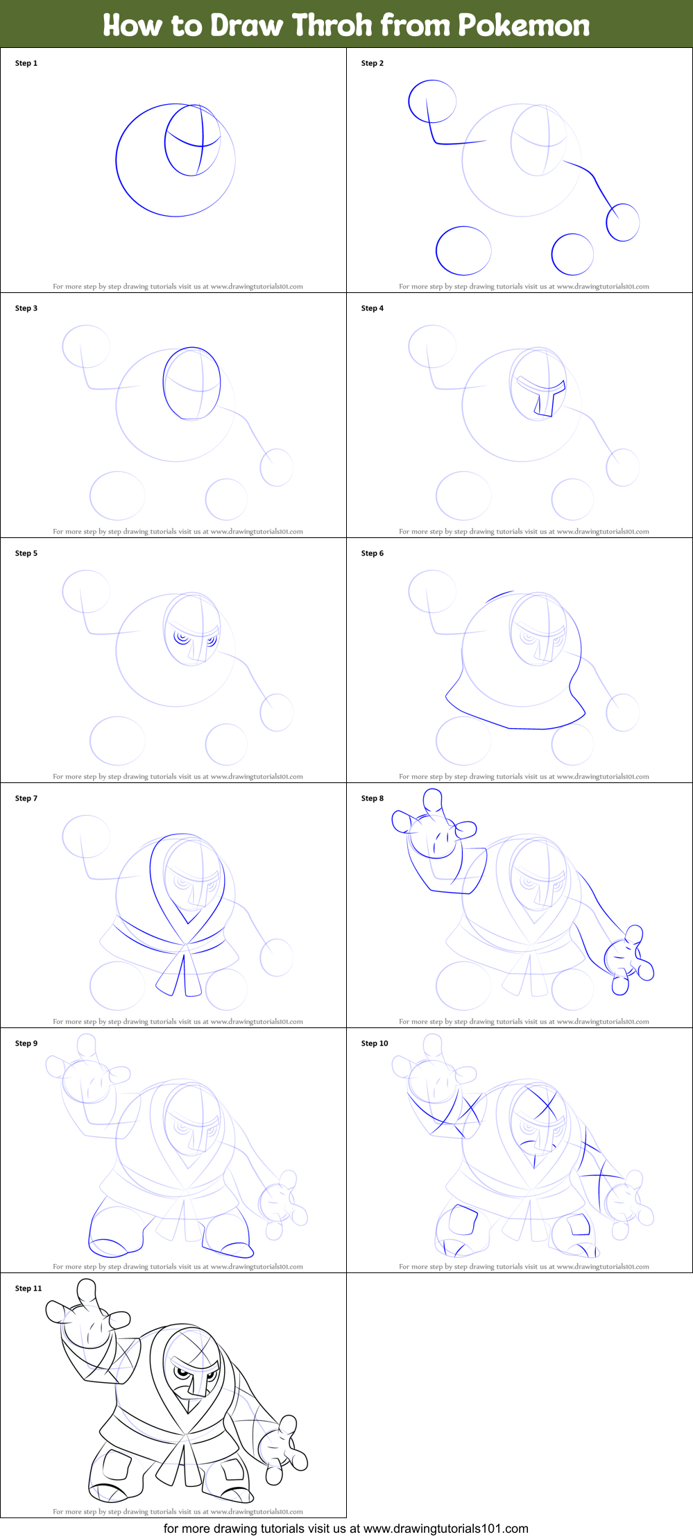 How to Draw Throh from Pokemon printable step by step drawing sheet ...