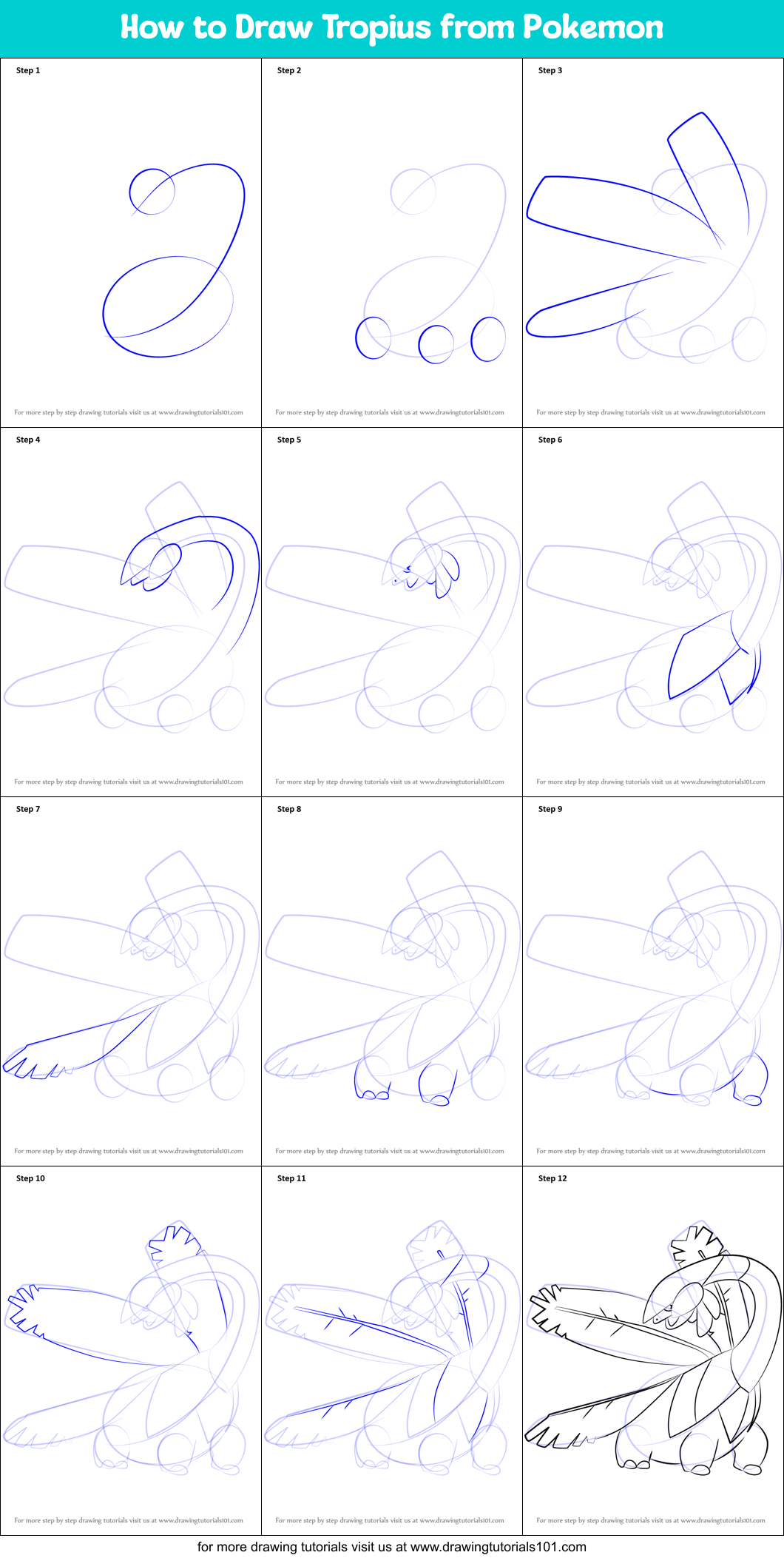 tropius coloring page ideas pokemon