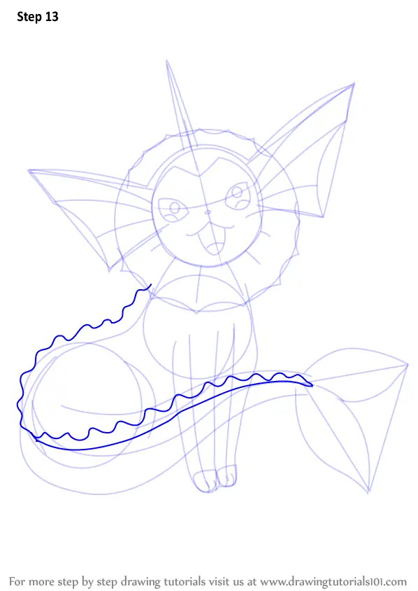 Step By Step How To Draw Vaporeon From Pokemon