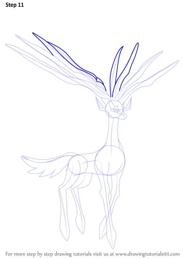 Step by Step How to Draw Xerneas from Pokemon : DrawingTutorials101.com