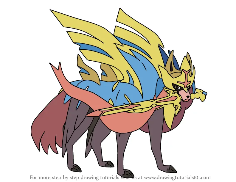 Learn How to Draw Zacian from Pokemon (Pokemon) Step by Step : Drawing ...