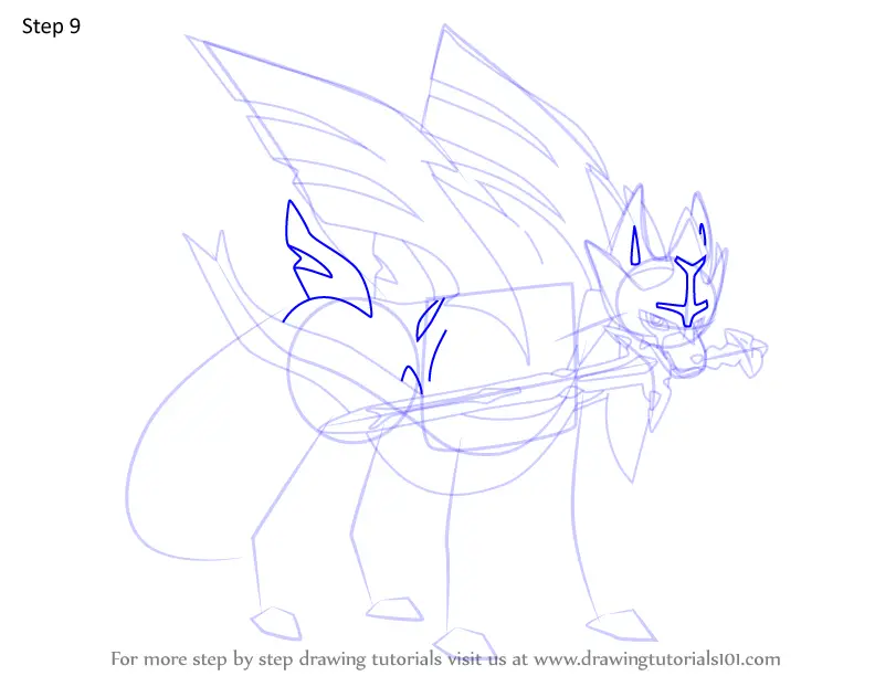 Step by Step How to Draw Zacian from Pokemon : DrawingTutorials101.com