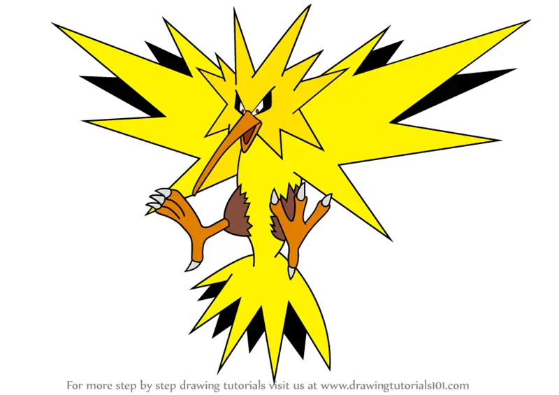 Learn How to Draw Zapdos from Pokemon (Pokemon) Step by Step Drawing