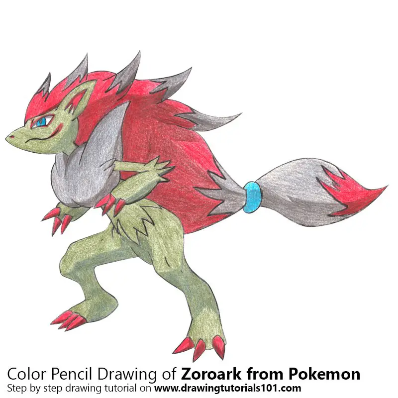 Zoroark from Pokemon Color Pencil Drawing