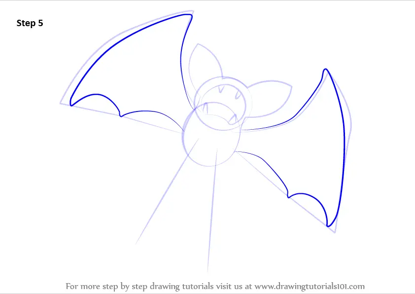 Step by Step How to Draw Zubat from Pokemon : DrawingTutorials101.com