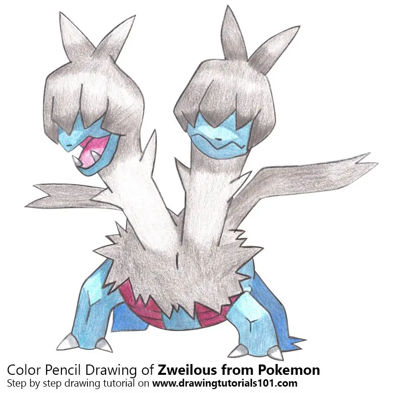 Zweilous from Pokemon Color Pencil Drawing