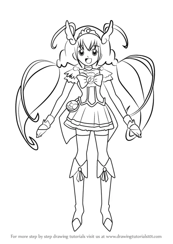 Learn How to Draw Cure Happy from Pretty Cure (Pretty Cure) Step by ...