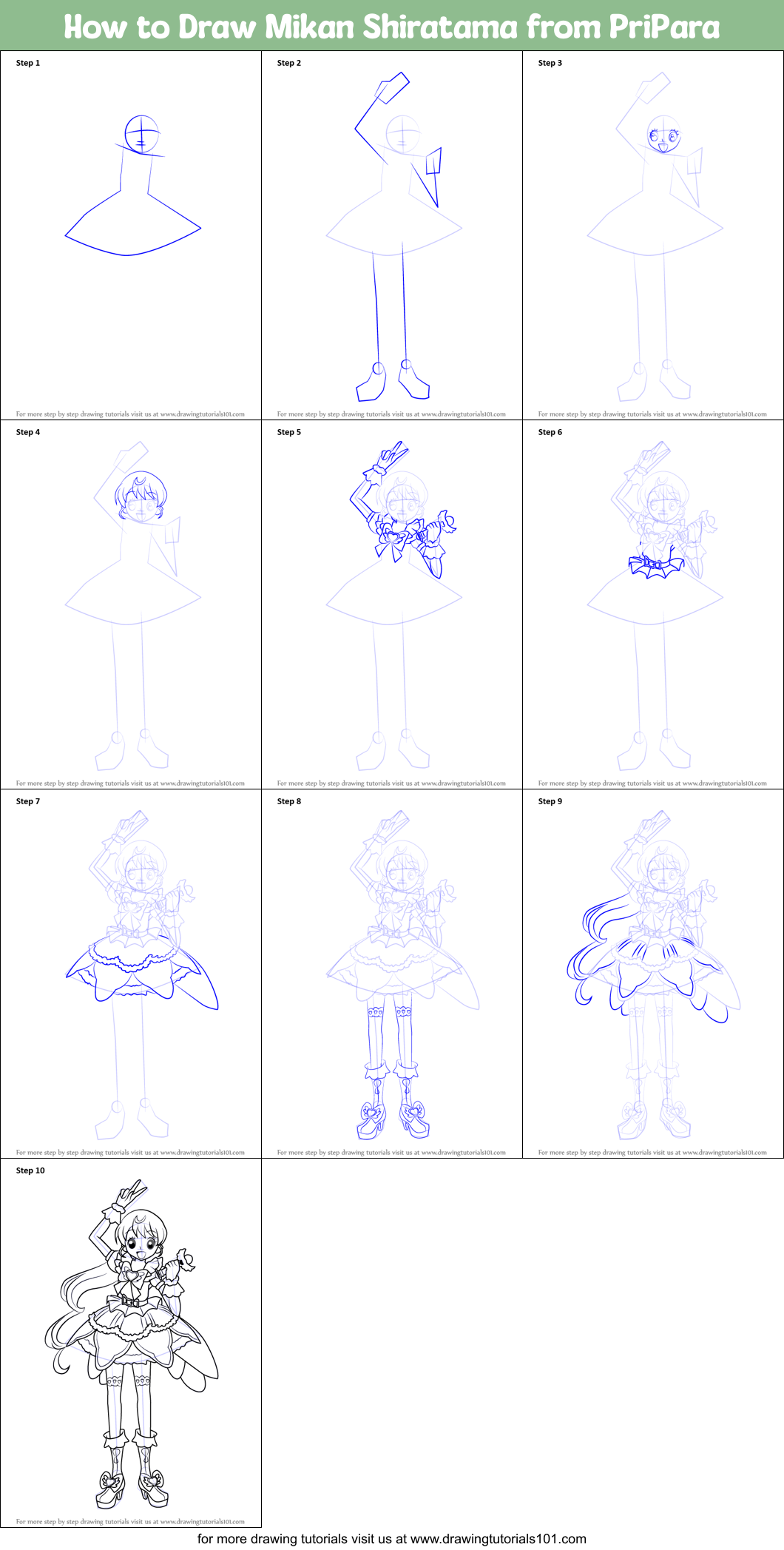 How to Draw Mikan Shiratama from PriPara printable step by step drawing ...