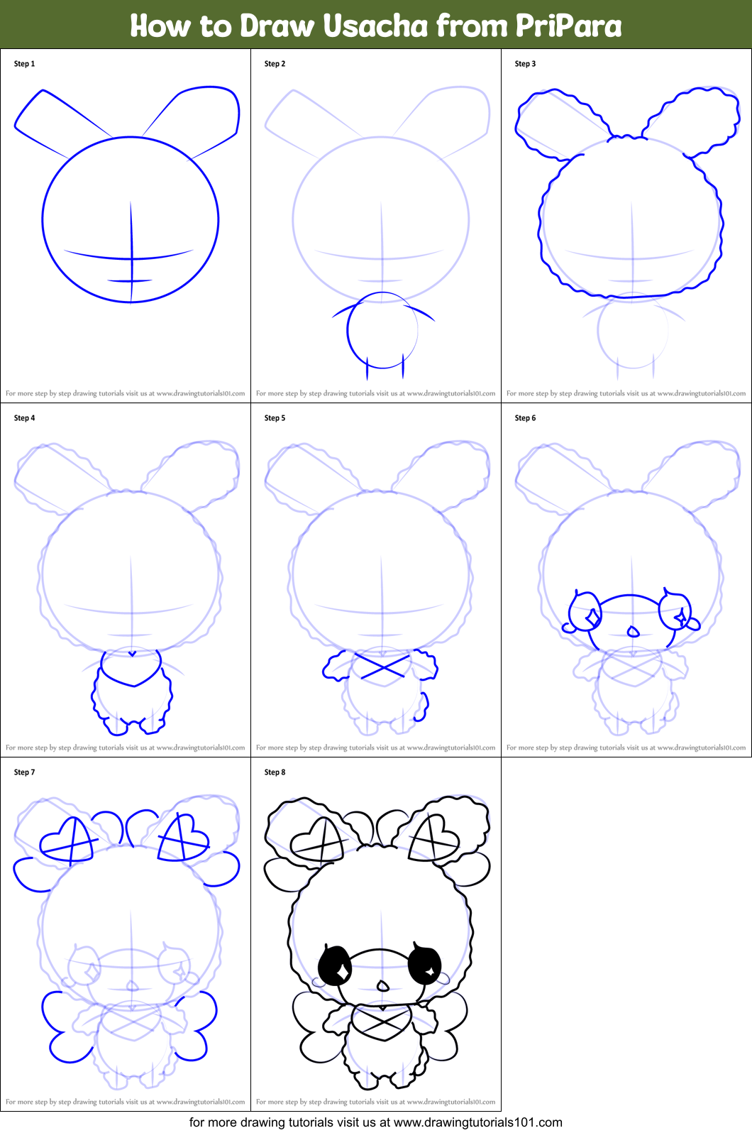 How To Draw Usacha From Pripara Printable Step By Step Drawing Sheet 