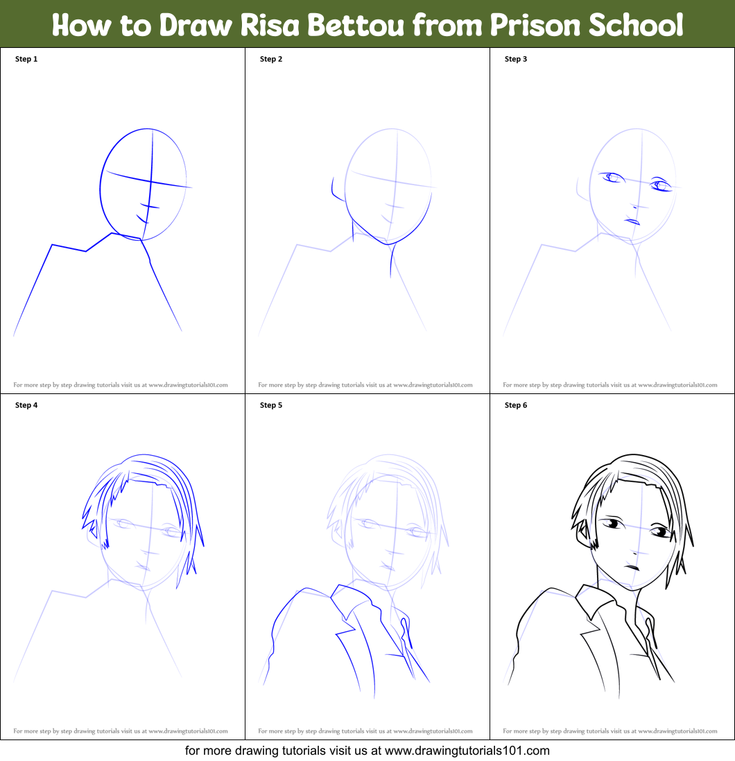 How to Draw Risa Bettou from Prison School printable step by step ...