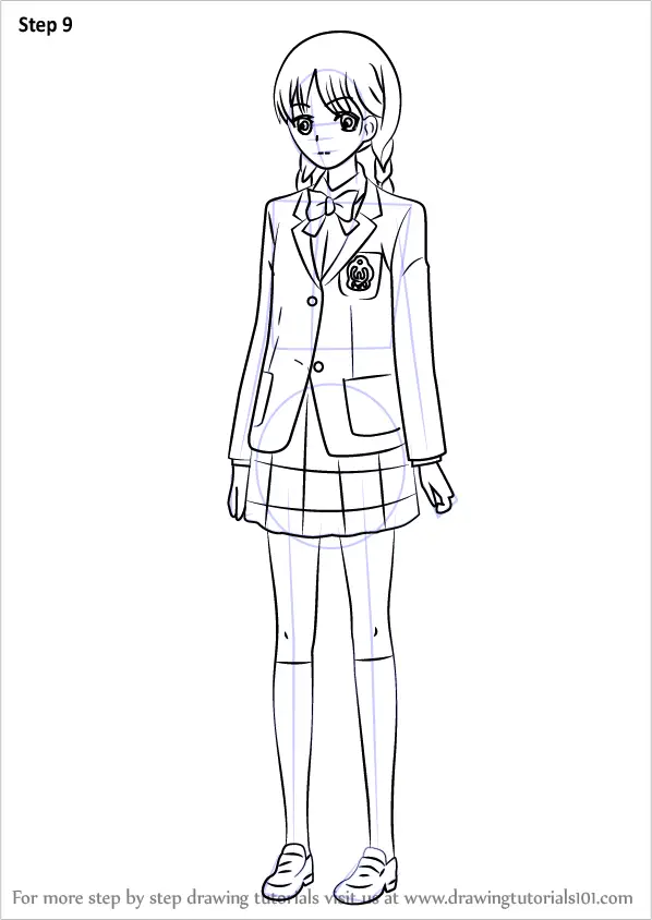 Smiling manga girl with big eyes wearing japanese school uniform. Hand  drawn vector illustration 17404900 Vector Art at Vecteezy