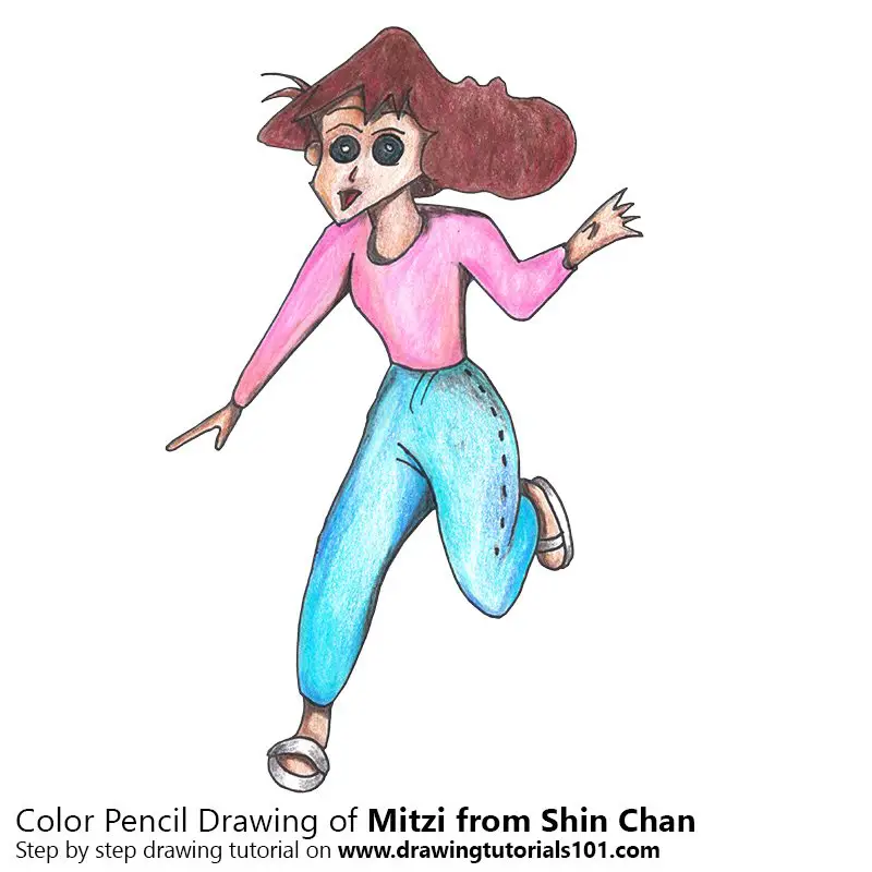 Mitzi from Shin Chan Color Pencil Drawing