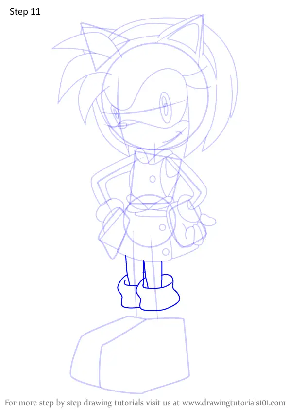 Step By Step How To Draw Amy Rose From Sonic X