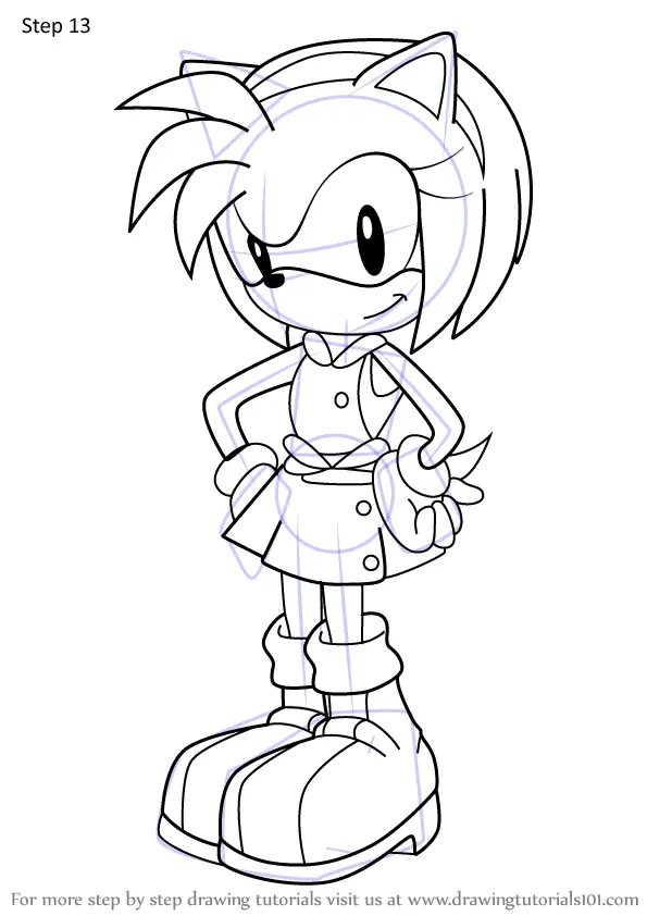 Step by Step How to Draw Amy Rose from Sonic X