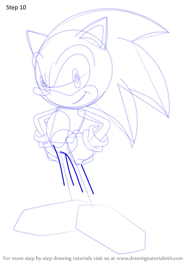 how to draw sonic full body step by step