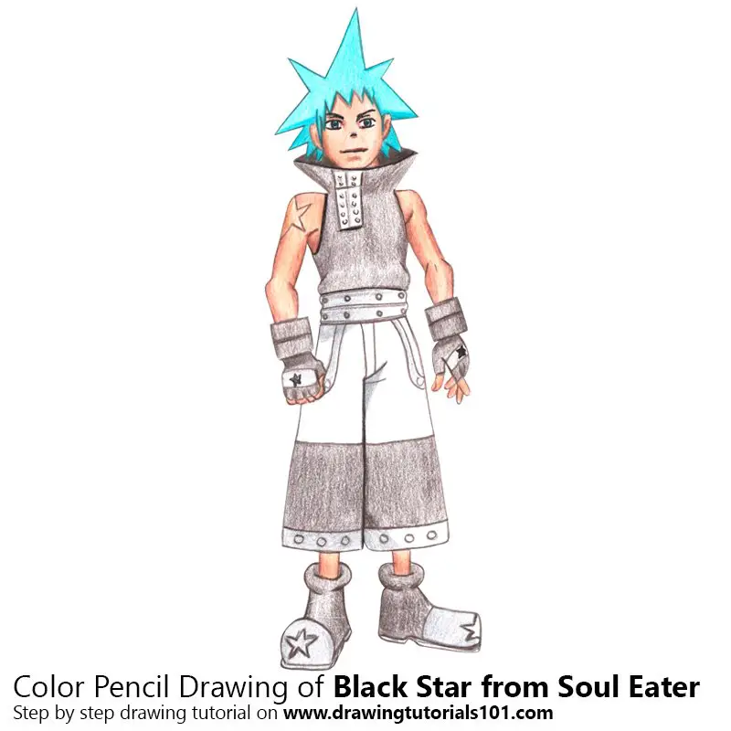 Black Star from Soul Eater Color Pencil Drawing