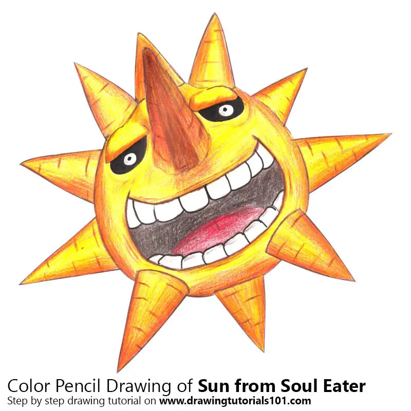 Sun from Soul Eater Color Pencil Drawing