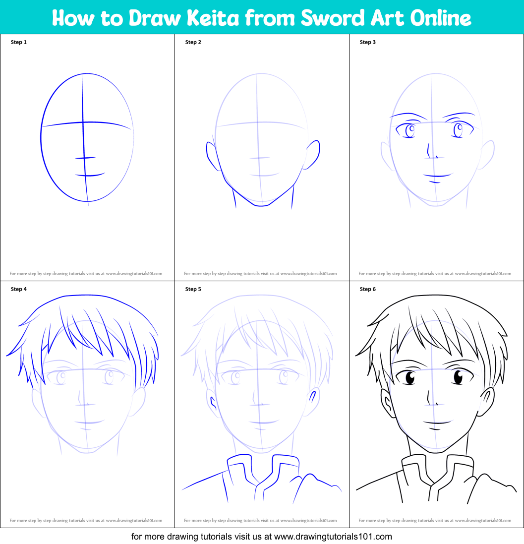 How to Draw Keita from Sword Art Online printable step by step drawing ...